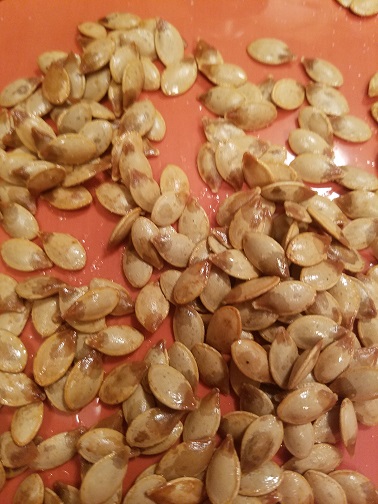 Roasted squash seeds