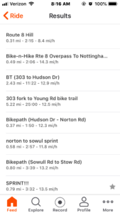 strava app review - Kent loop on the hike bike trail