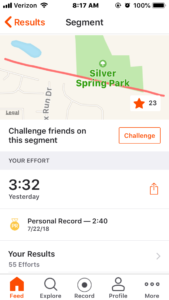 sprint section of the strava app review