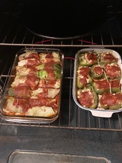 tracking food with cabbage rolls and green peppers