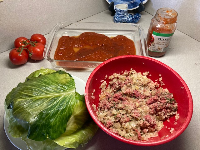 Making cabbage rolls with quinoa instead of rice