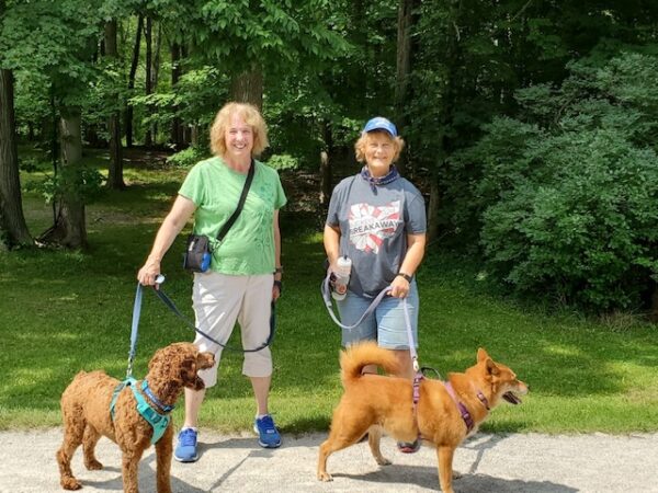 enjoying the trails with our dogs