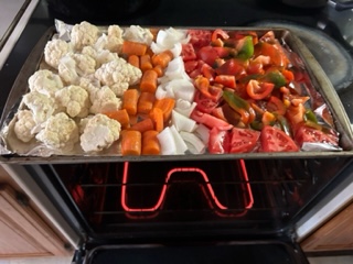 roasting veggies for soup, sheet pan veggie soup